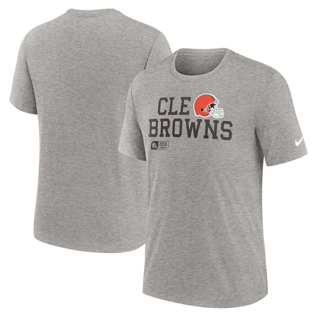 Nike Cleveland Browns Overlap Lockup Tri-Blend T-Shirt Heather Gray
