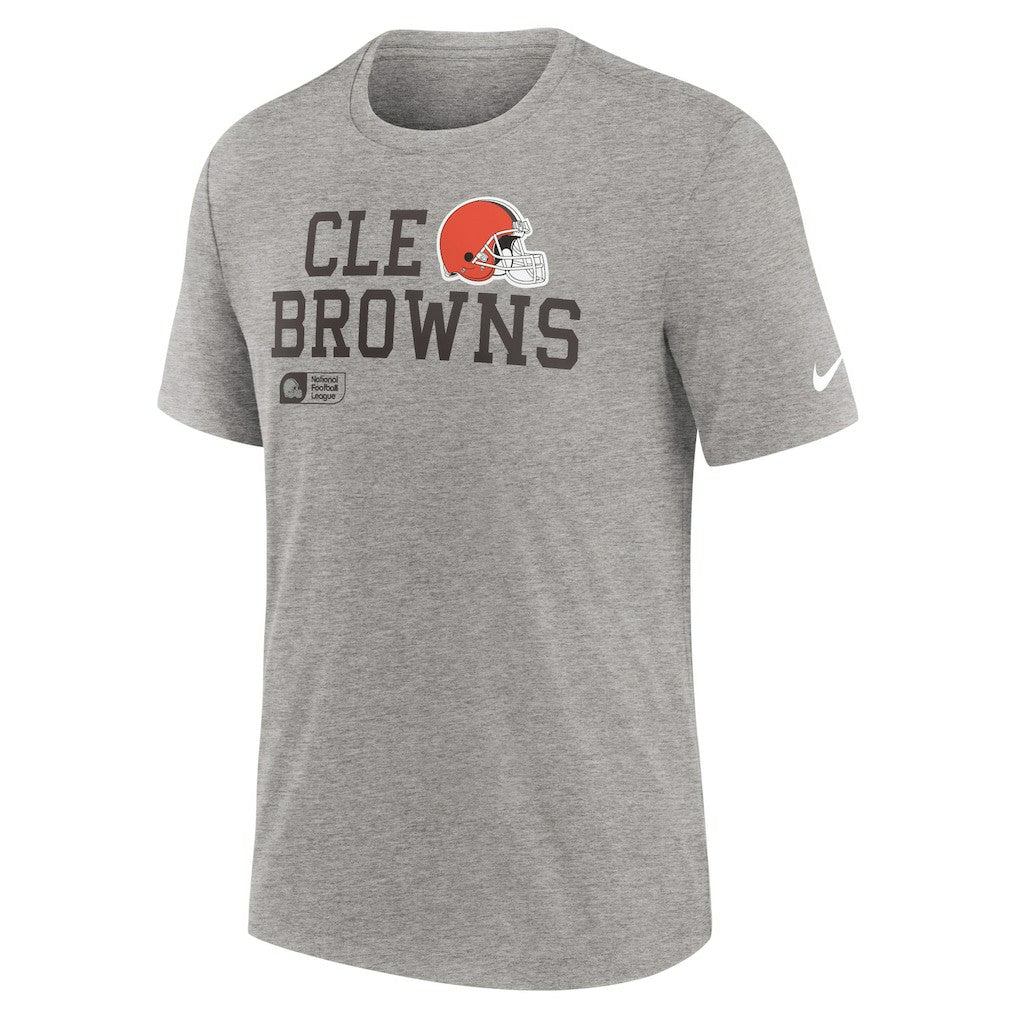 Nike Cleveland Browns Overlap Lockup Tri-Blend T-Shirt Heather Gray