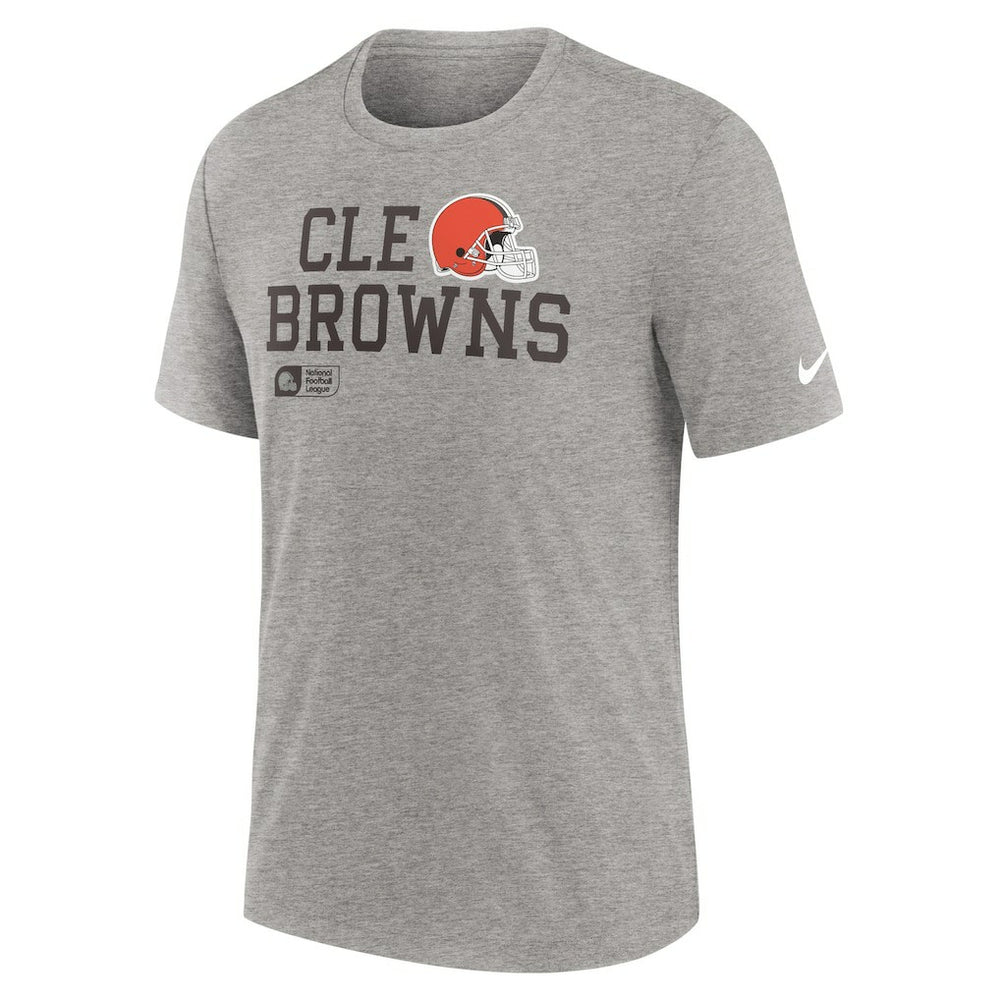 Nike Cleveland Browns Overlap Lockup Tri-Blend T-Shirt Heather Gray