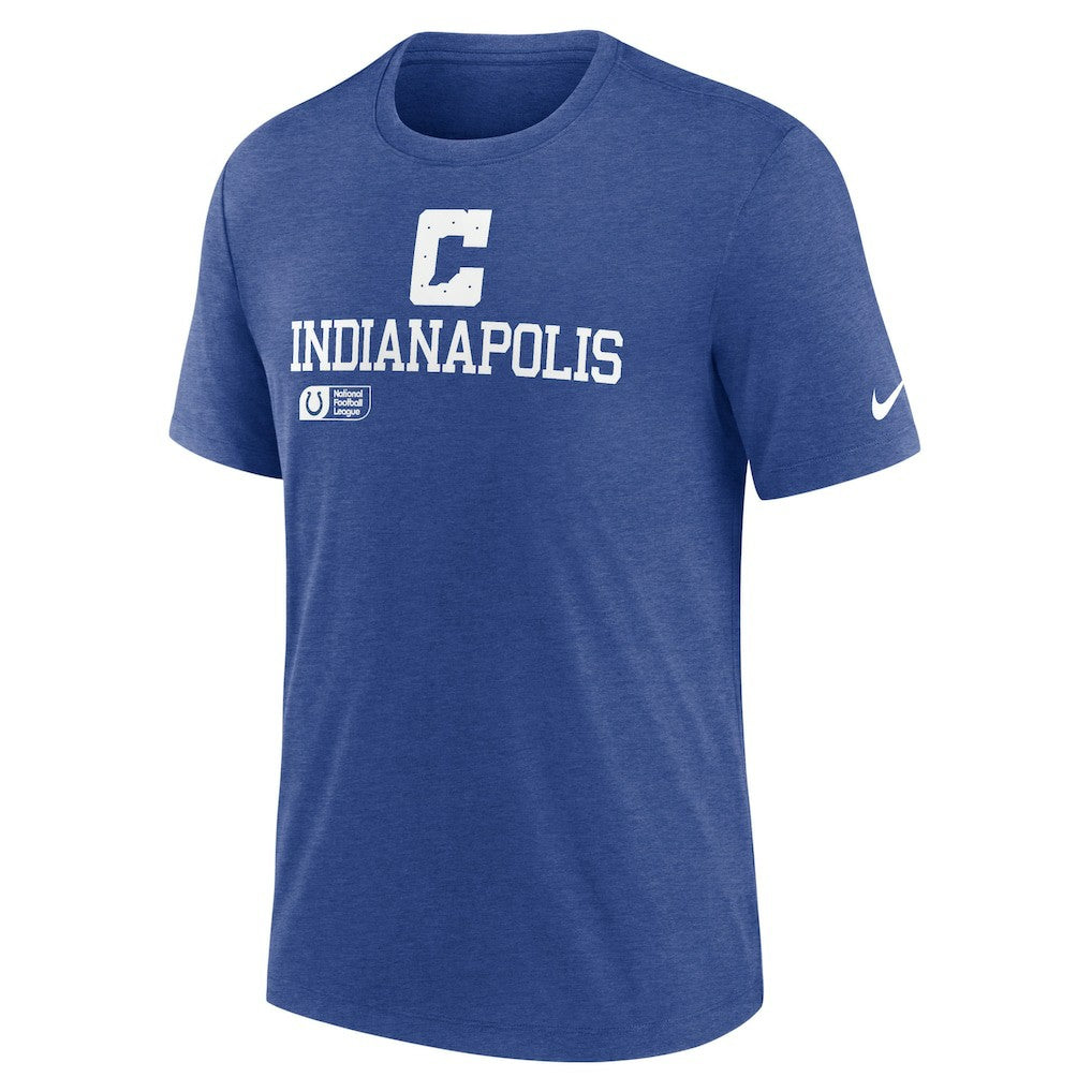 Nike Indianapolis Colts Overlap Lockup Tri-Blend T-Shirt Royal