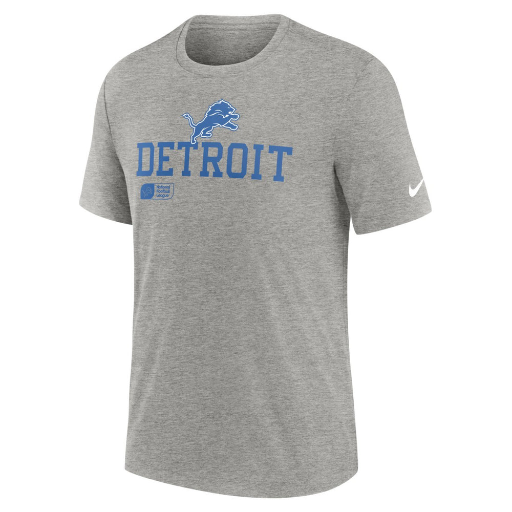 Nike Detroit Lions Overlap Lockup Tri-Blend T-Shirt Heather Gray