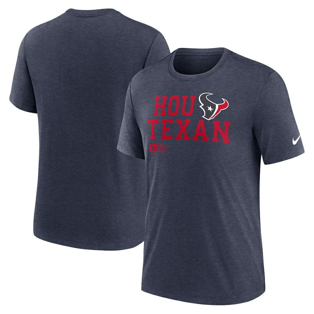Nike Houston Texans Overlap Lockup Tri-Blend T-Shirt Navy