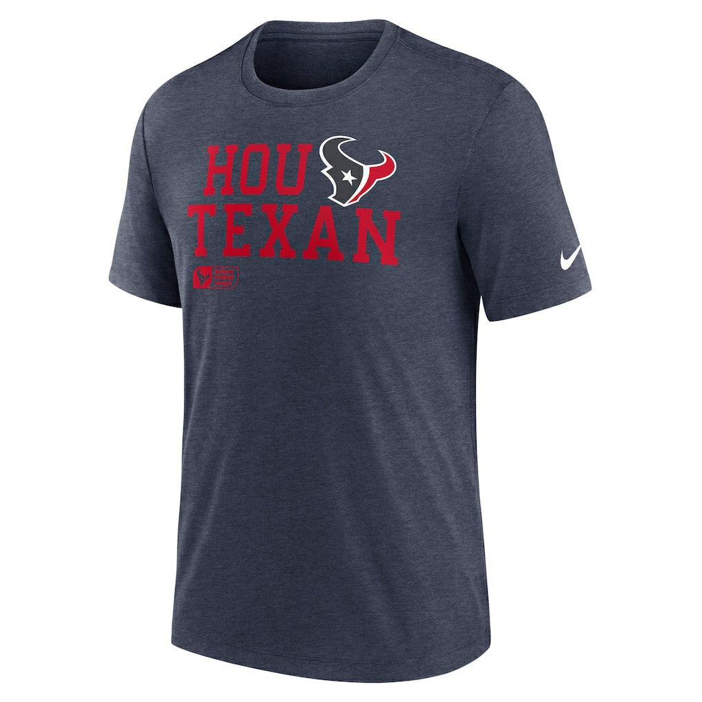 Nike Houston Texans Overlap Lockup Tri-Blend T-Shirt Navy