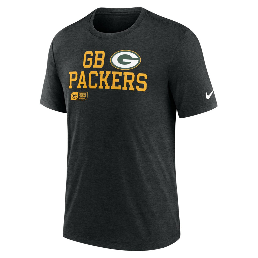 Nike Green Bay Packers Overlap Lockup Tri-Blend T-Shirt Black