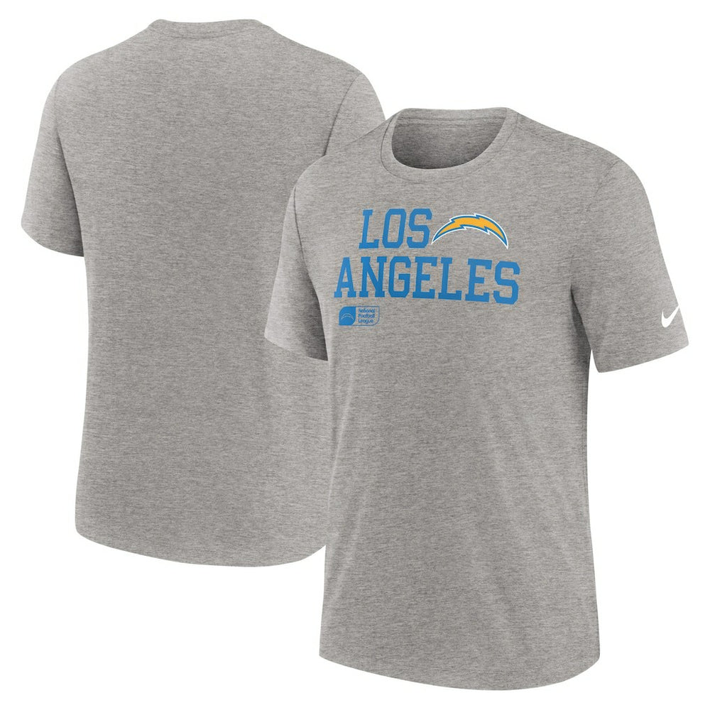 Nike Los Angeles Chargers Overlap Lockup Tri-Blend T-Shirt Heather Gray