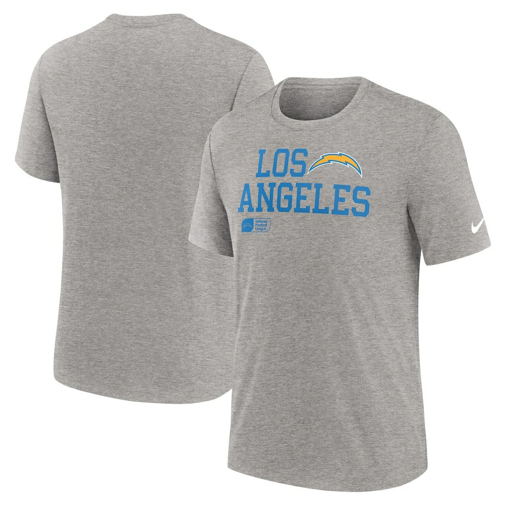 Nike Los Angeles Chargers Overlap Lockup Tri-Blend T-Shirt Heather Gray