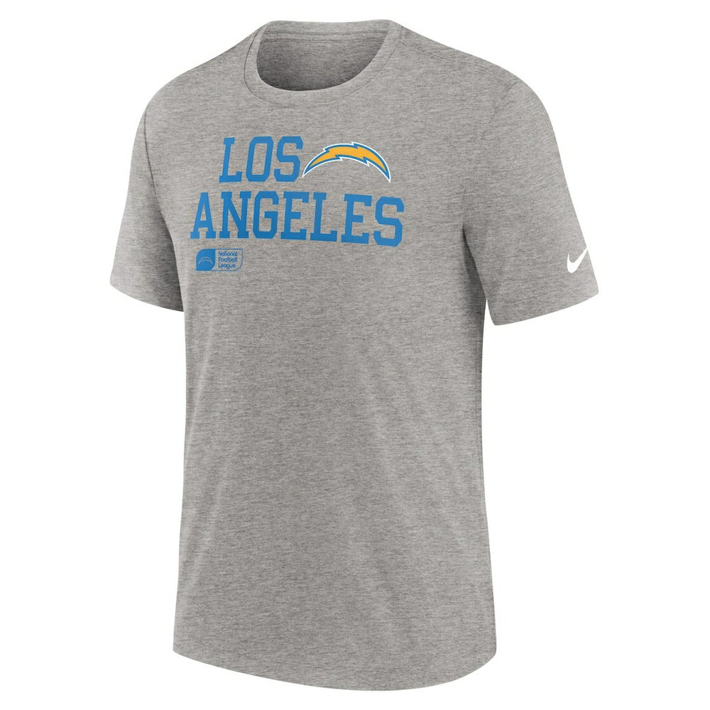 Nike Los Angeles Chargers Overlap Lockup Tri-Blend T-Shirt Heather Gray