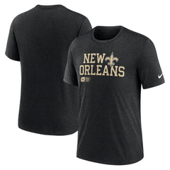 Nike New Orleans Saints Overlap Lockup Tri-Blend T-Shirt Black