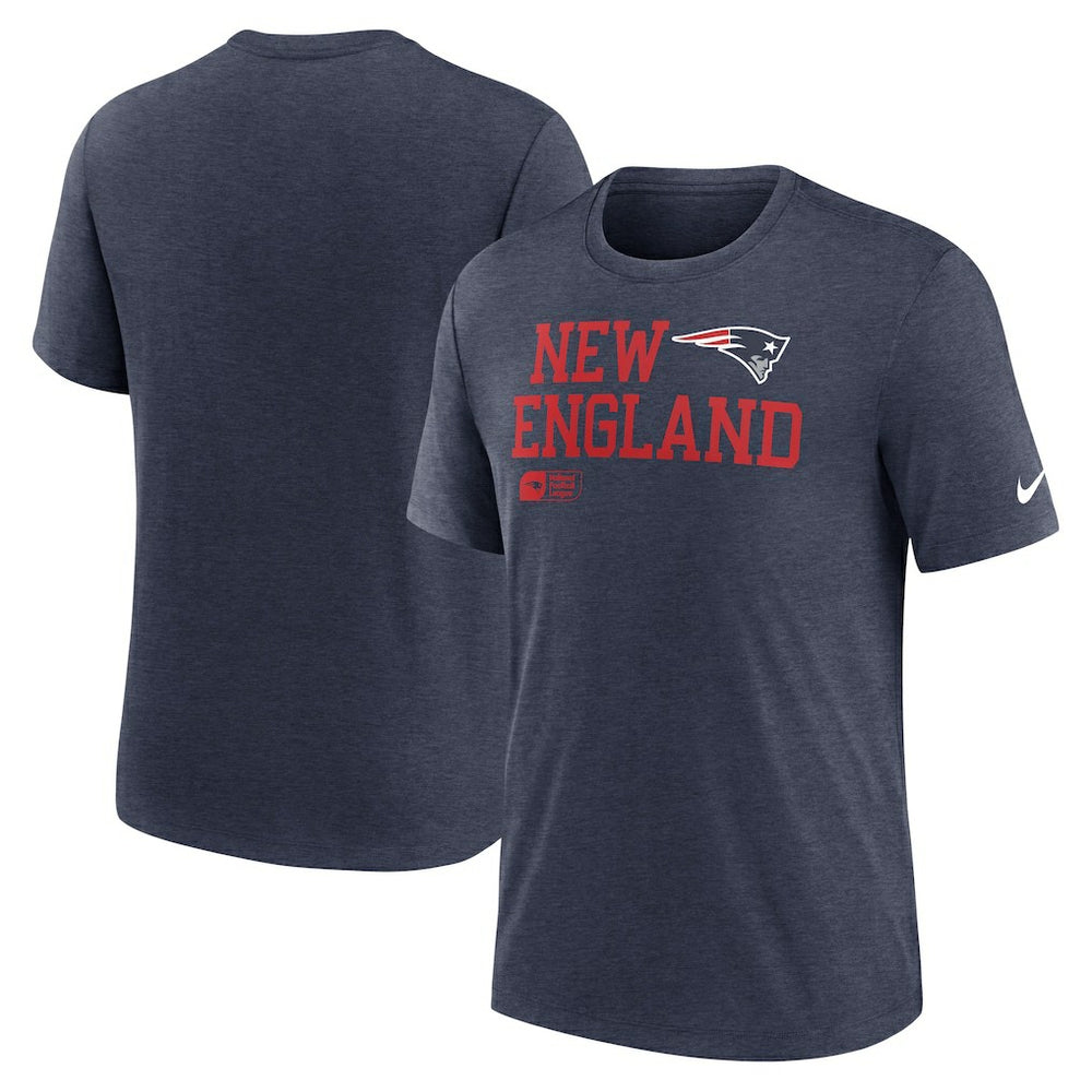 Nike New England Patriots Overlap Lockup Tri-Blend T-Shirt Navy