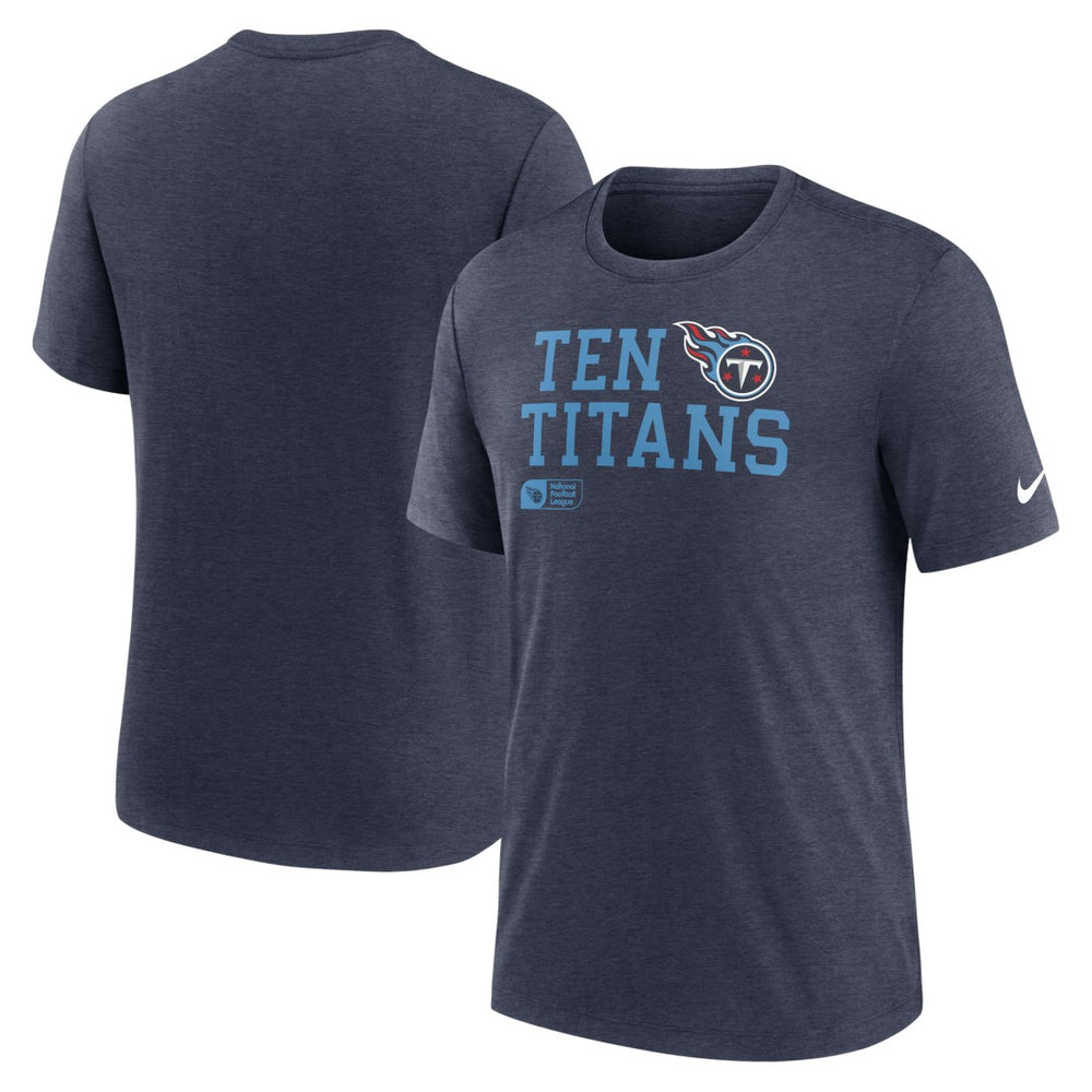 Nike Tennessee Titans Overlap Lockup Tri-Blend T-Shirt Navy