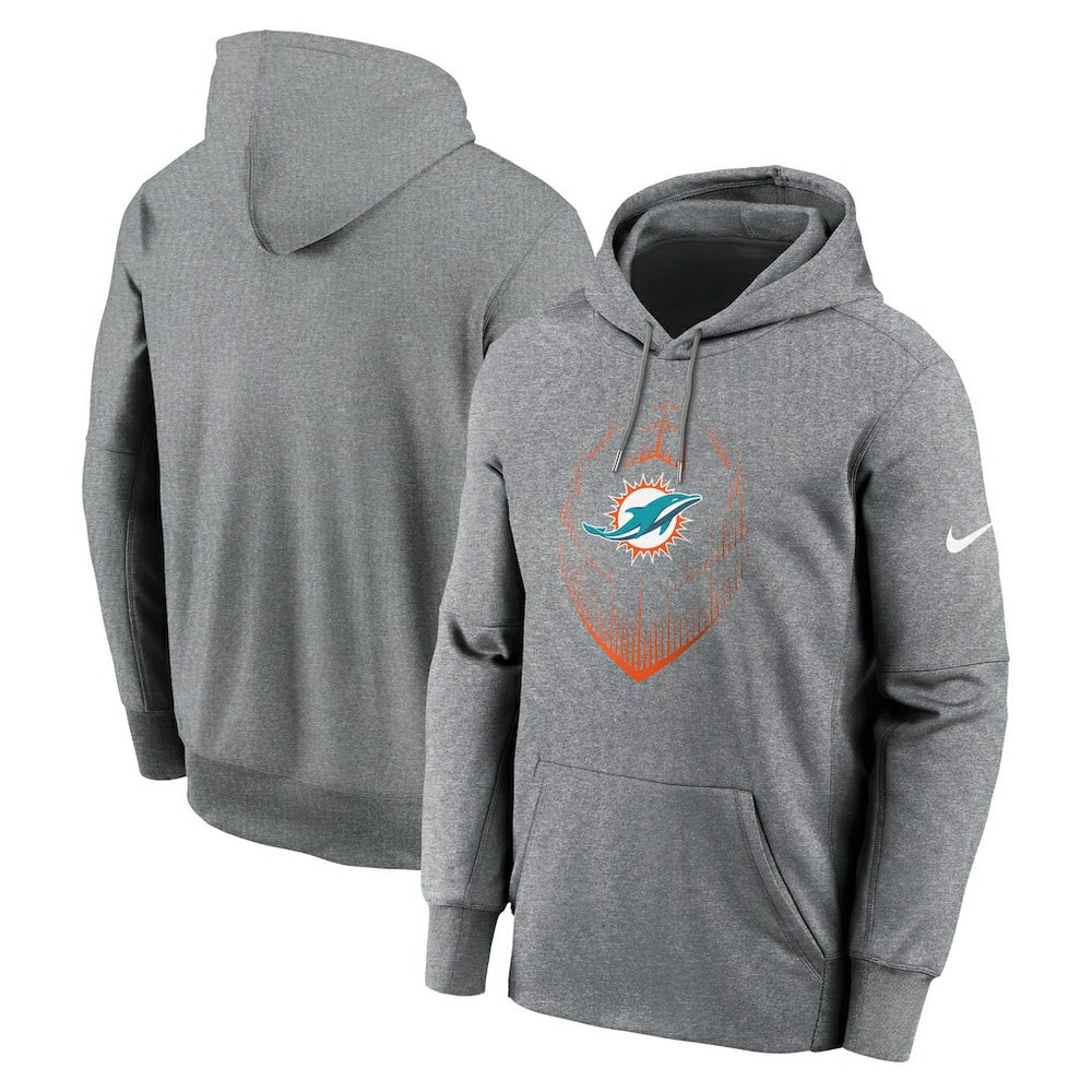 Nike Miami Dolphins Icon Performance Pullover Hoodie Heather Gray