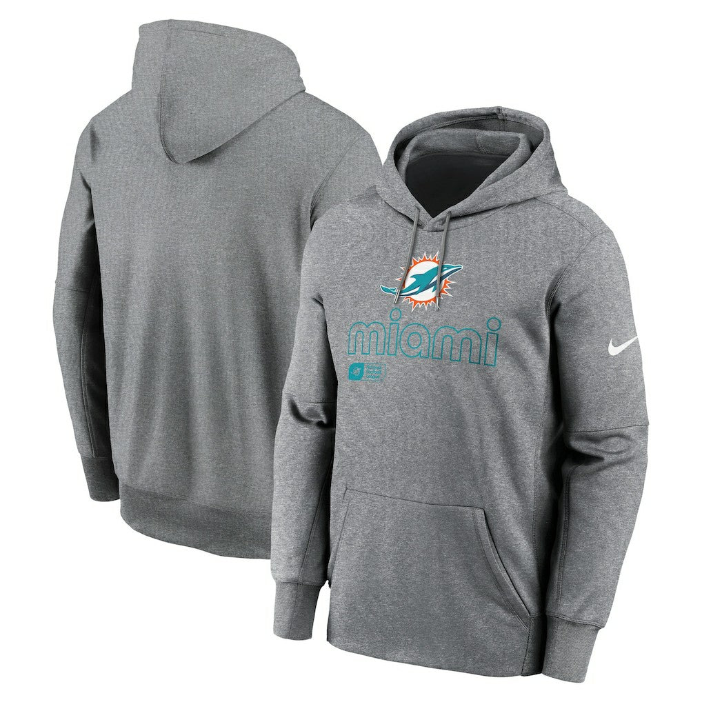 Nike Miami Dolphins Performance Pullover Hoodie Heather Gray