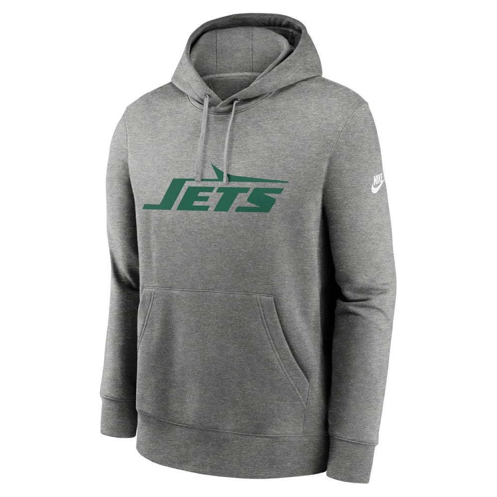 Nike New York Jets Rewind Club Logo Pullover Hoodie Heather Gray