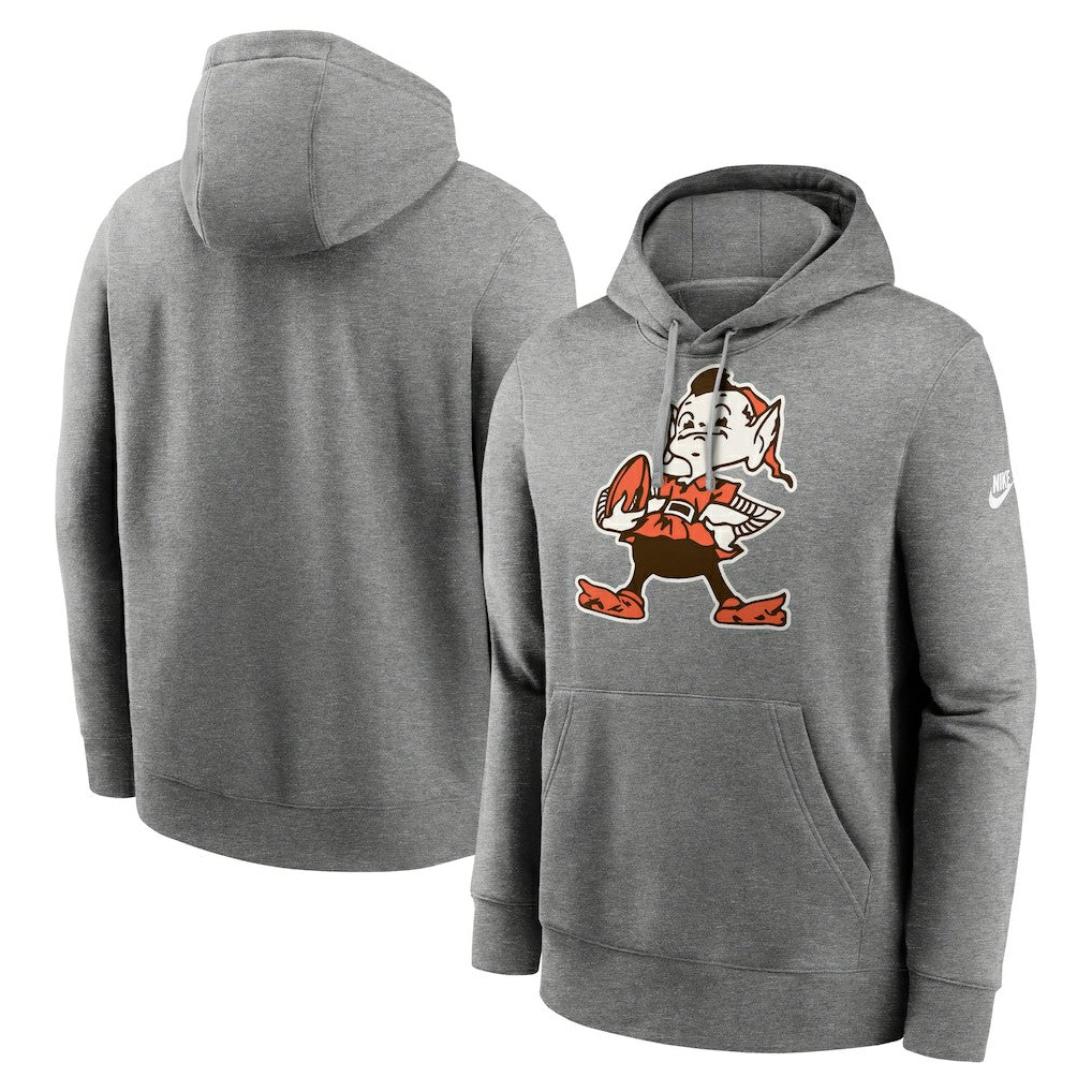 Nike Cleveland Browns Rewind Club Logo Pullover Hoodie Heather Gray