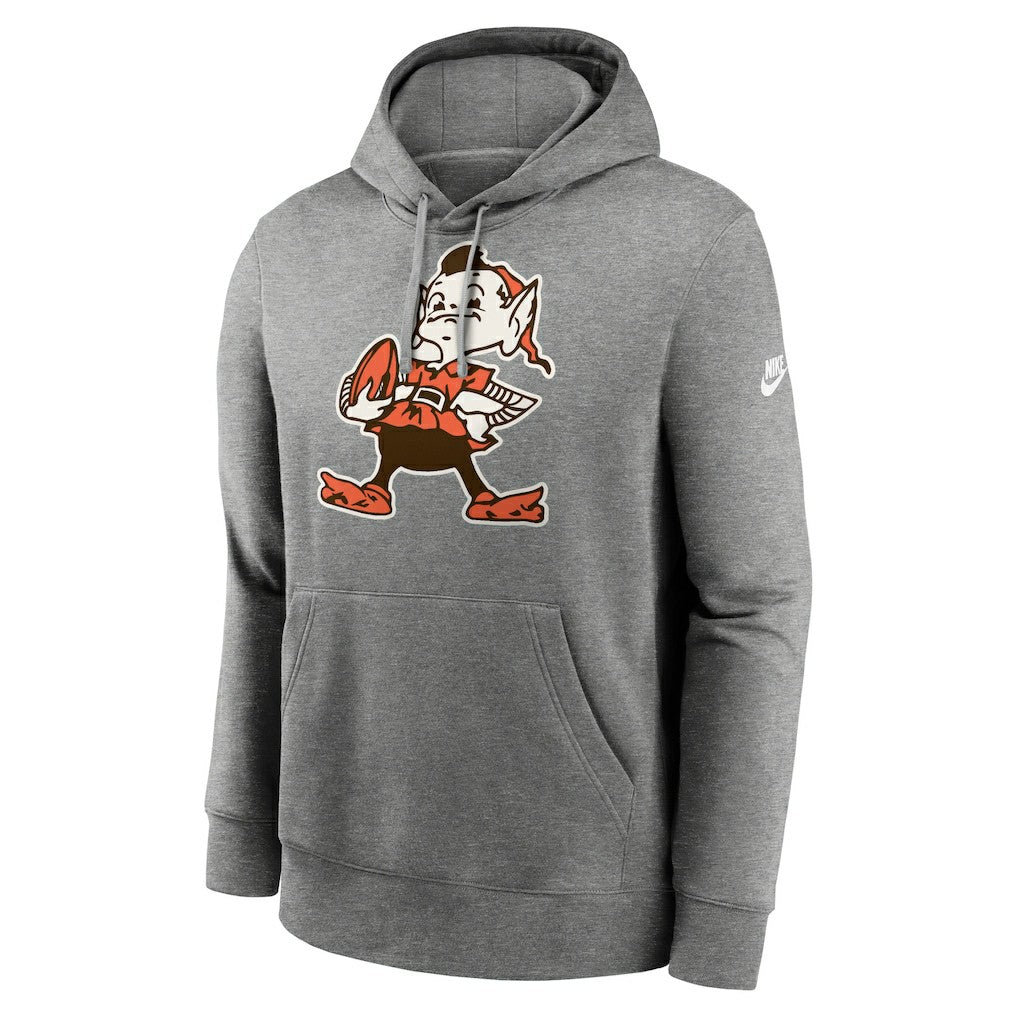 Nike Cleveland Browns Rewind Club Logo Pullover Hoodie Heather Gray