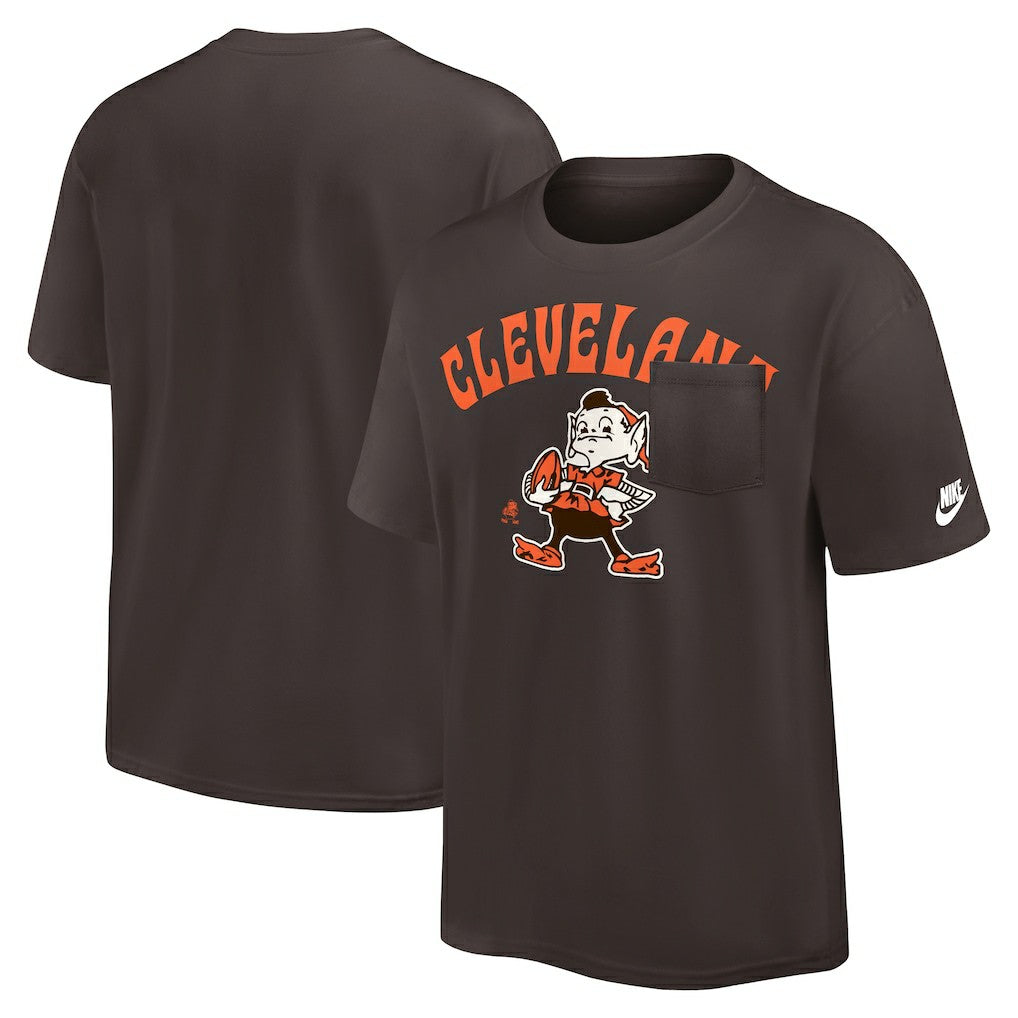 Nike Cleveland Browns Rewind Heavy Max90 Pocket T-Shirt Brown