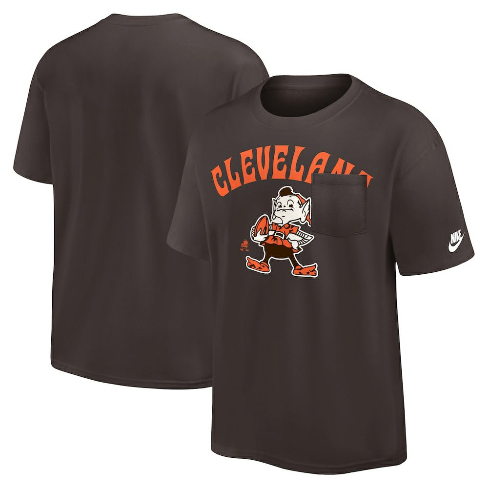 Nike Cleveland Browns Rewind Heavy Max90 Pocket T-Shirt Brown