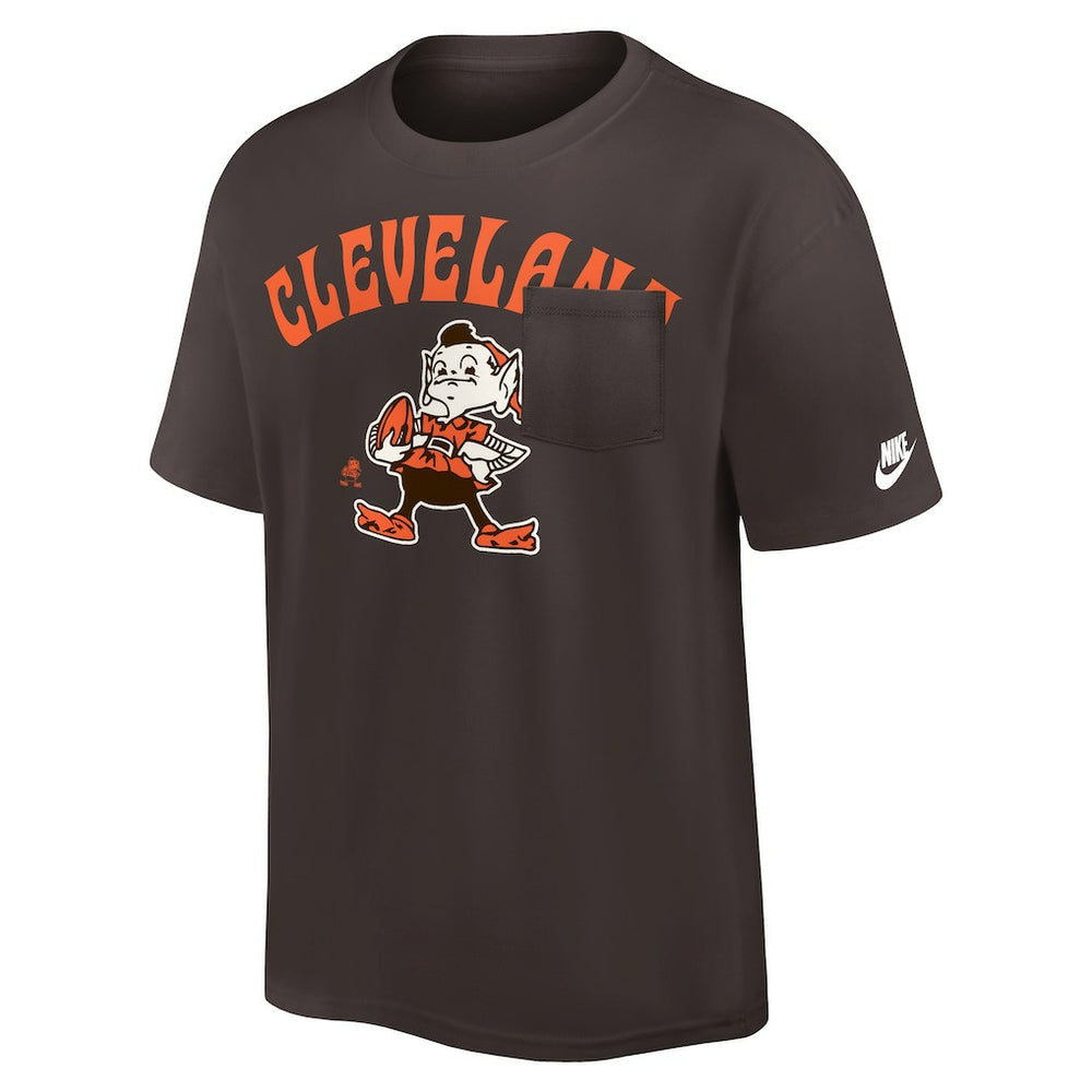 Nike Cleveland Browns Rewind Heavy Max90 Pocket T-Shirt Brown