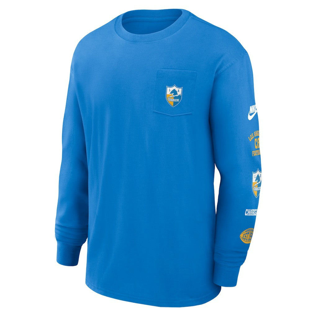 Nike Los Angeles Chargers Rewind Heavy Max90 Pocket Long Sleeve T-Shirt Powder Blue