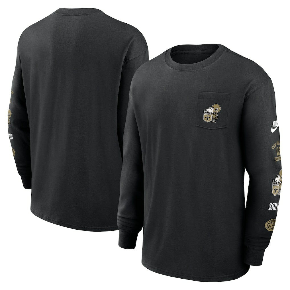 Nike New Orleans Saints Rewind Heavy Max90 Pocket Long Sleeve T-Shirt Black