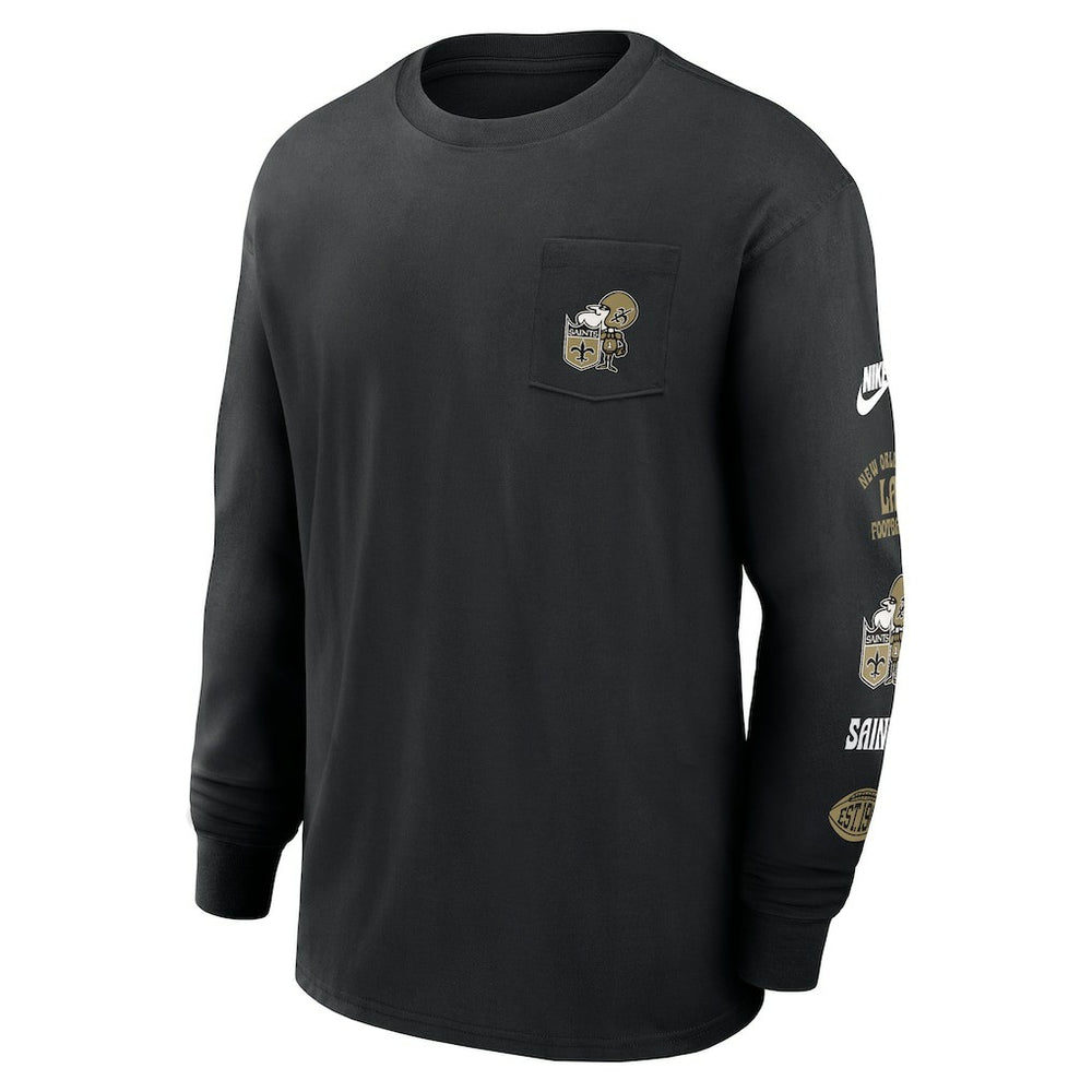 Nike New Orleans Saints Rewind Heavy Max90 Pocket Long Sleeve T-Shirt Black