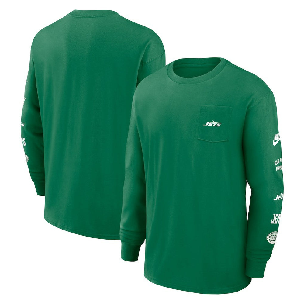 Nike New York Jets Rewind Heavy Max90 Pocket Long Sleeve T-Shirt Green