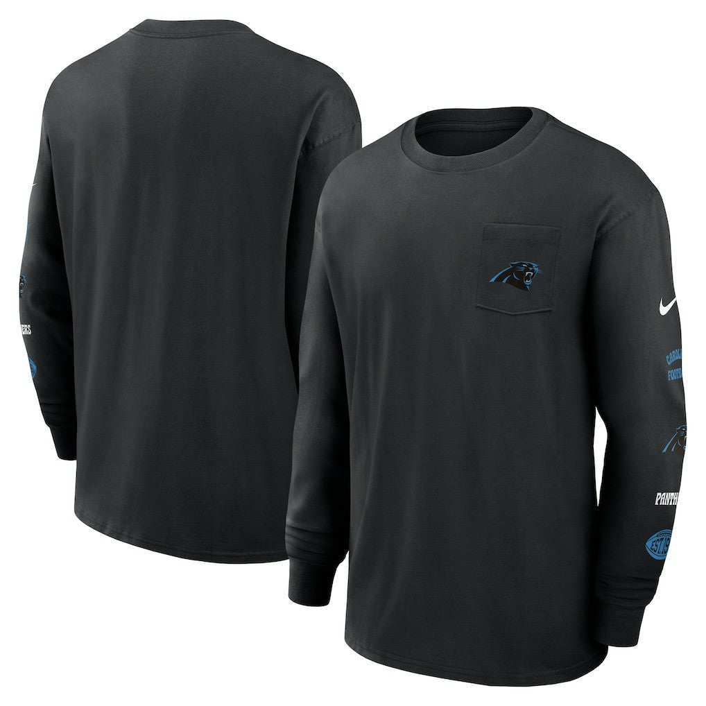 Nike Carolina Panthers Rewind Heavy Max90 Pocket Long Sleeve T-Shirt Black
