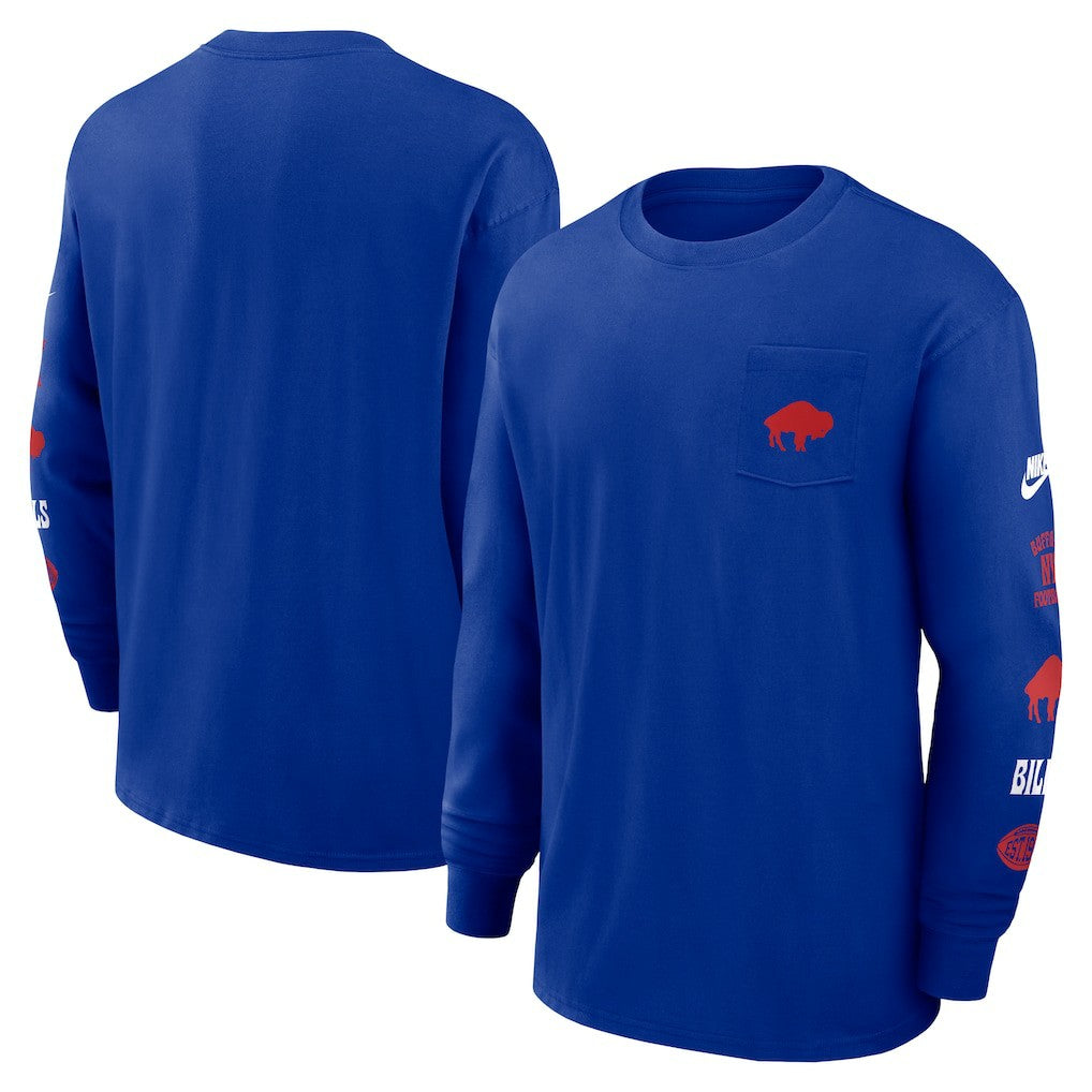 Nike Buffalo Bills Rewind Heavy Max90 Pocket Long Sleeve T-Shirt Royal