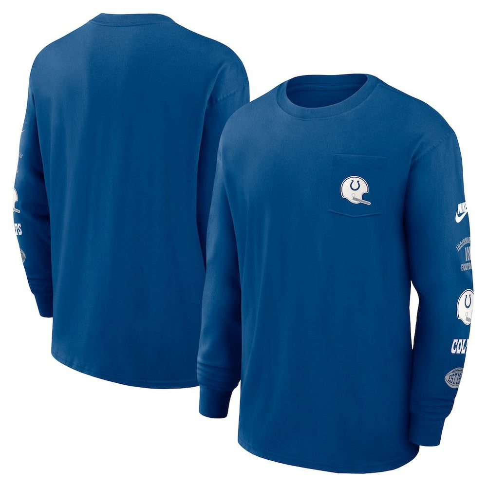 Nike Indianapolis Colts Rewind Heavy Max90 Pocket Long Sleeve T-Shirt Royal