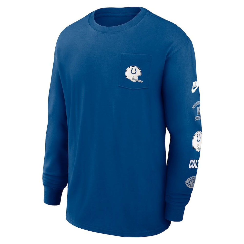 Nike Indianapolis Colts Rewind Heavy Max90 Pocket Long Sleeve T-Shirt Royal