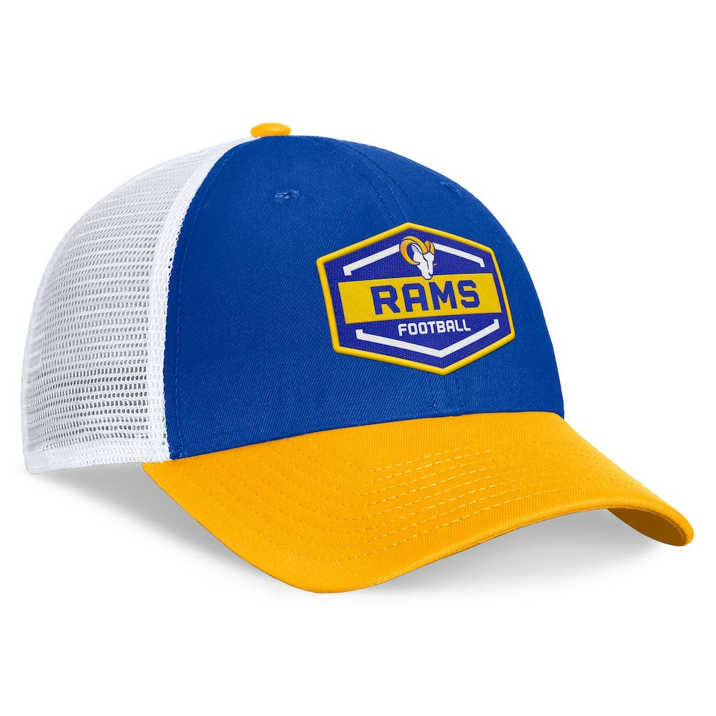 Fanatics Los Angeles Rams Bench Trucker Adjustable Hat Royal/Gold