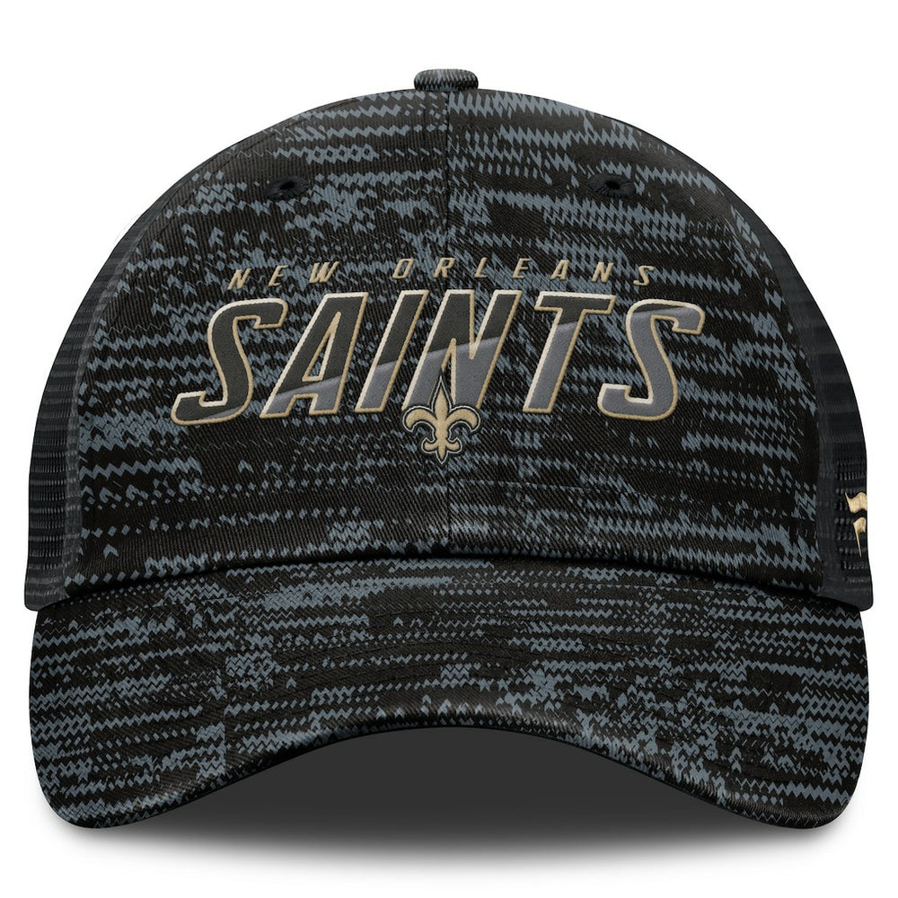 Fanatics New Orleans Saints Challenge Trucker Adjustable Hat Heather Black