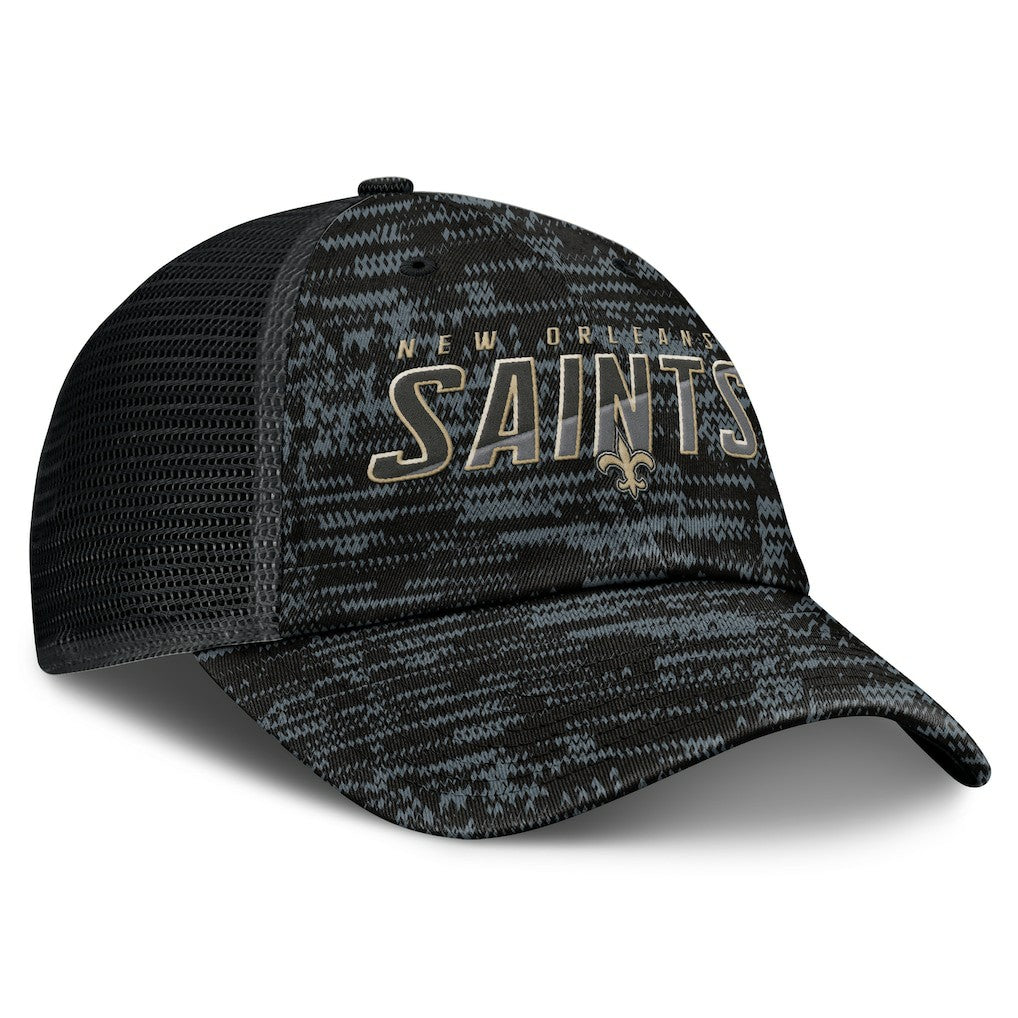 Fanatics New Orleans Saints Challenge Trucker Adjustable Hat Heather Black