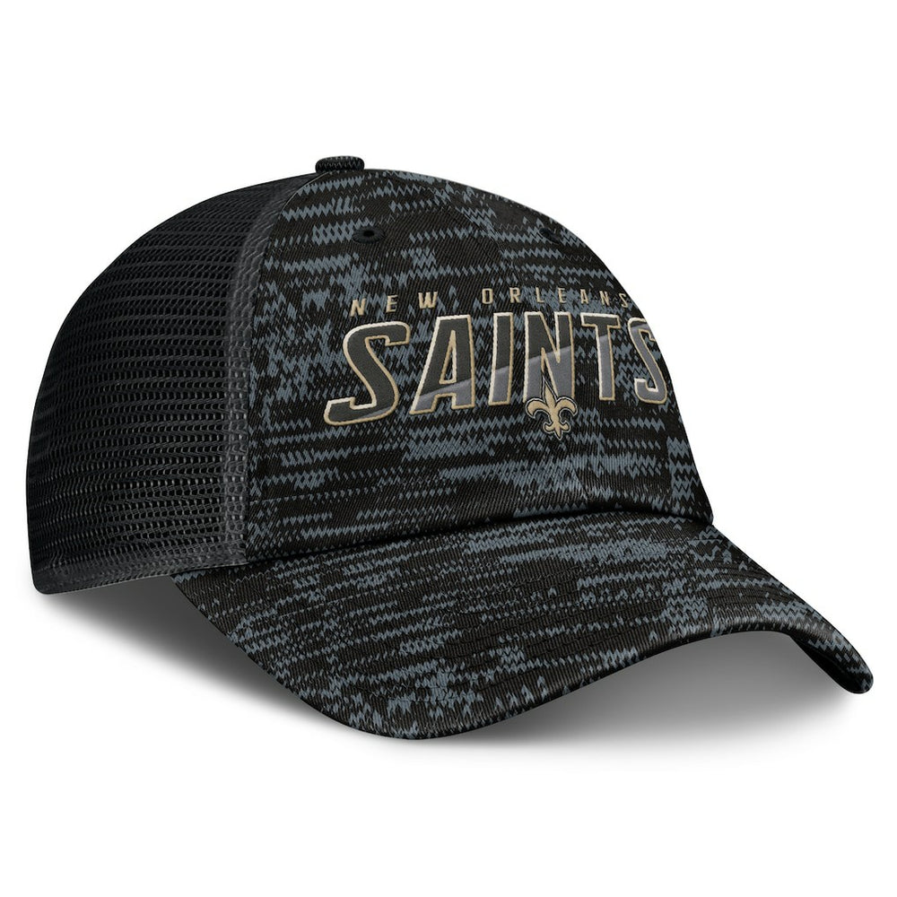 Fanatics New Orleans Saints Challenge Trucker Adjustable Hat Heather Black