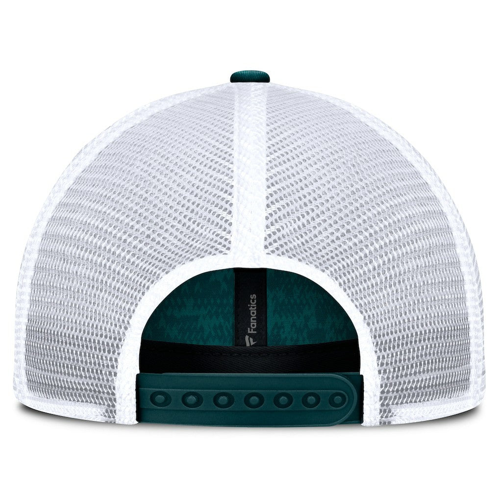 Fanatics Philadelphia Eagles Challenge Trucker Adjustable Hat Heather Midnight Green
