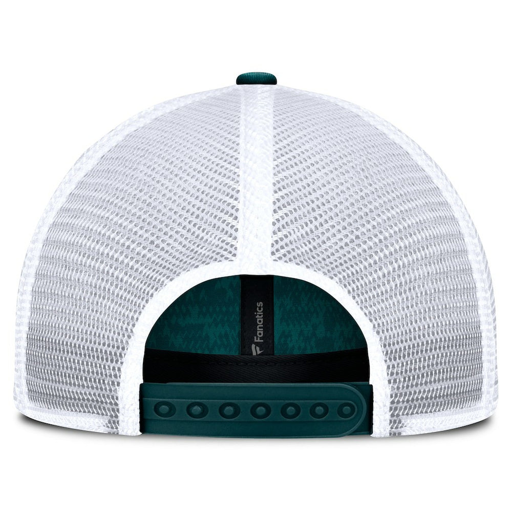 Fanatics Philadelphia Eagles Challenge Trucker Adjustable Hat Heather Midnight Green