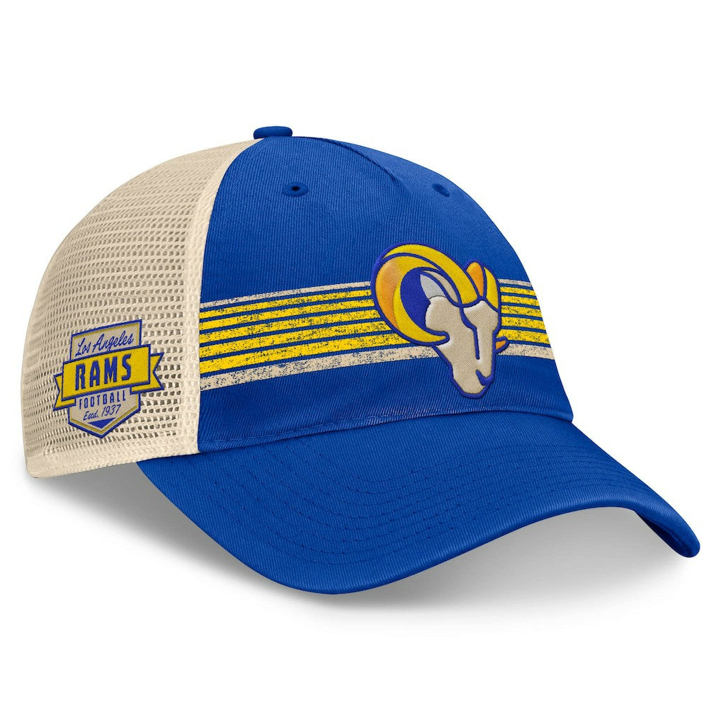 Fanatics Los Angeles Rams Center Stripe Trucker Adjustable Hat Royal/Natural