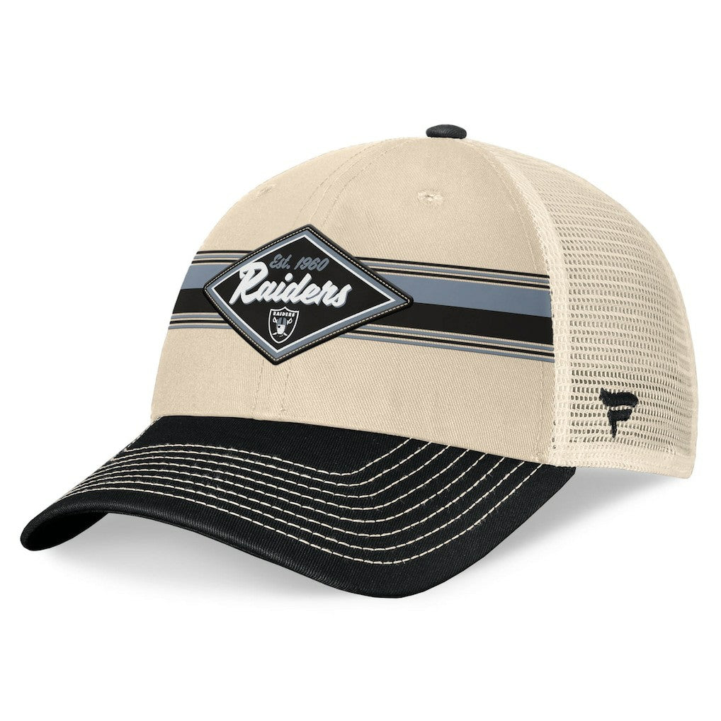 Fanatics Las Vegas Raiders Diamond Stripe Trucker Adjustable Hat Natural/Black