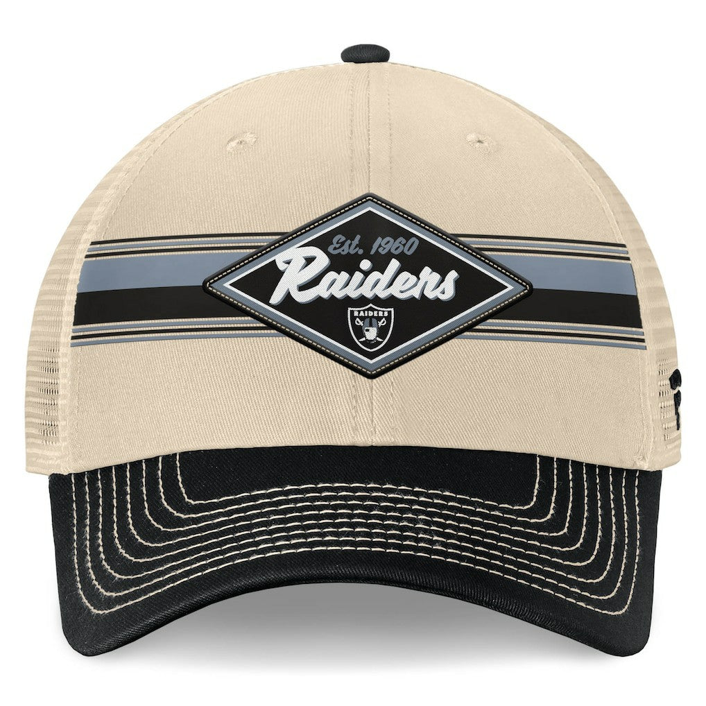 Fanatics Las Vegas Raiders Diamond Stripe Trucker Adjustable Hat Natural/Black