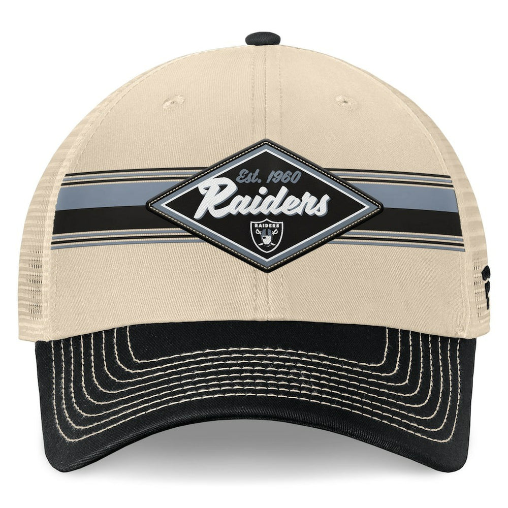 Fanatics Las Vegas Raiders Diamond Stripe Trucker Adjustable Hat Natural/Black