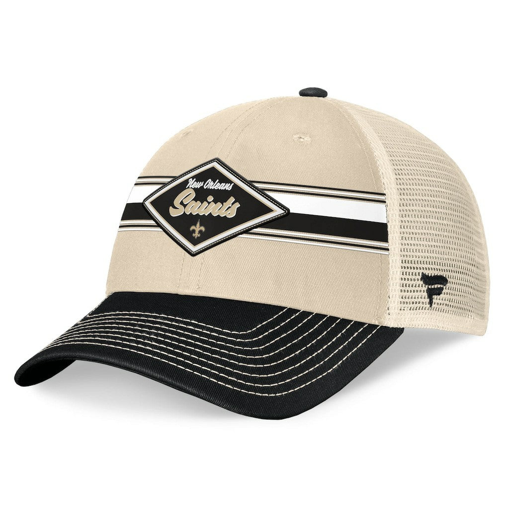 Fanatics New Orleans Saints Diamond Stripe Trucker Adjustable Hat Natural/Black