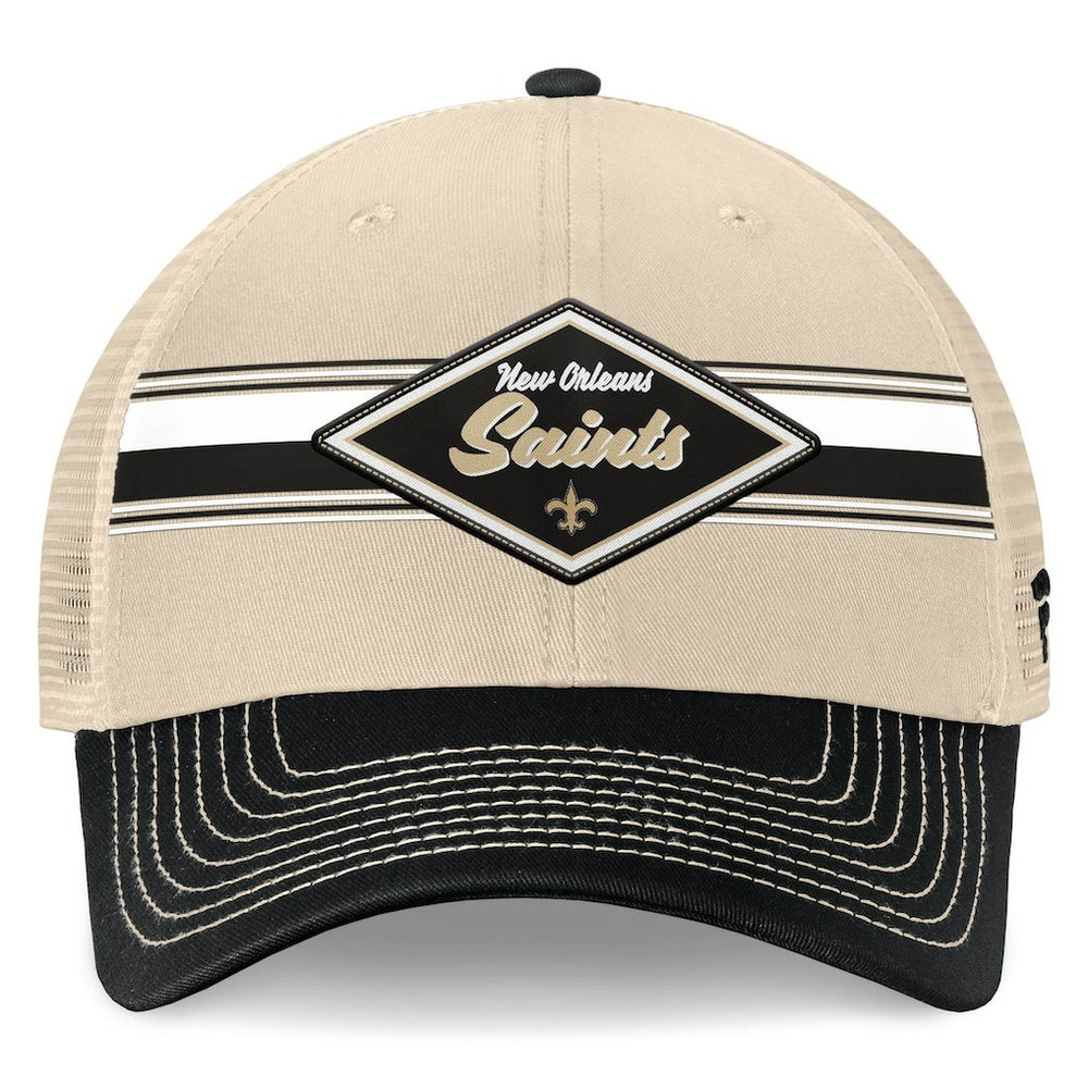 Fanatics New Orleans Saints Diamond Stripe Trucker Adjustable Hat Natural/Black