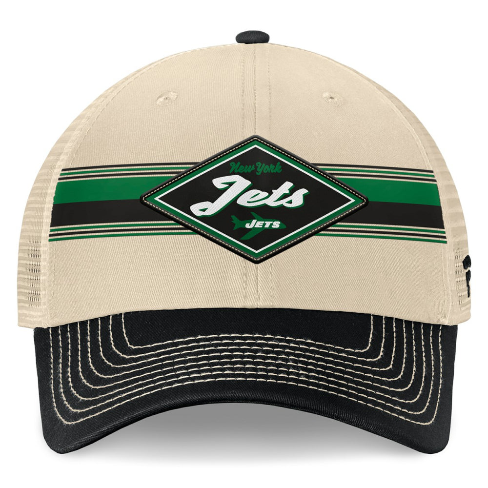 Fanatics New York Jets Diamond Stripe Trucker Adjustable Hat Natural/Black