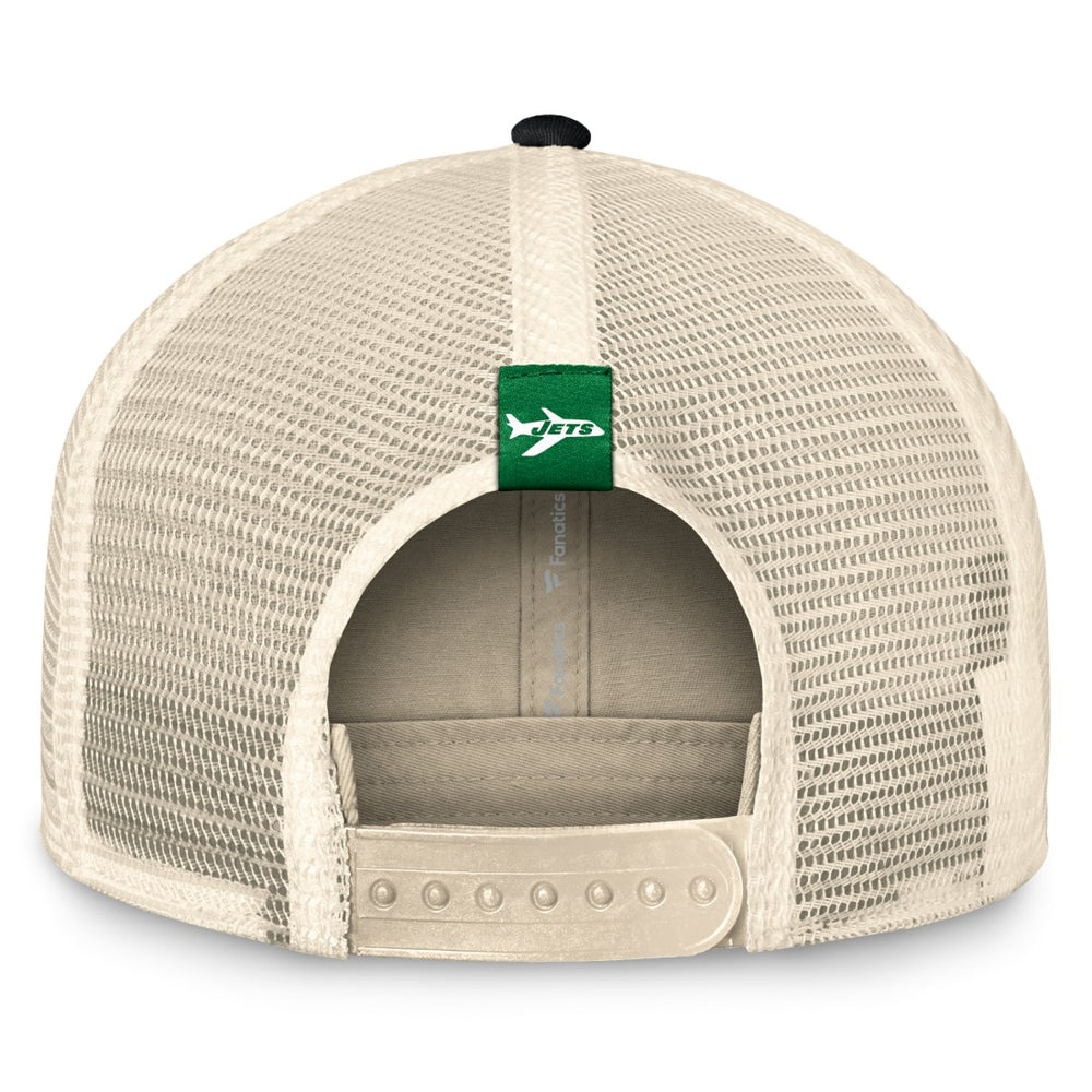 Fanatics New York Jets Diamond Stripe Trucker Adjustable Hat Natural/Black