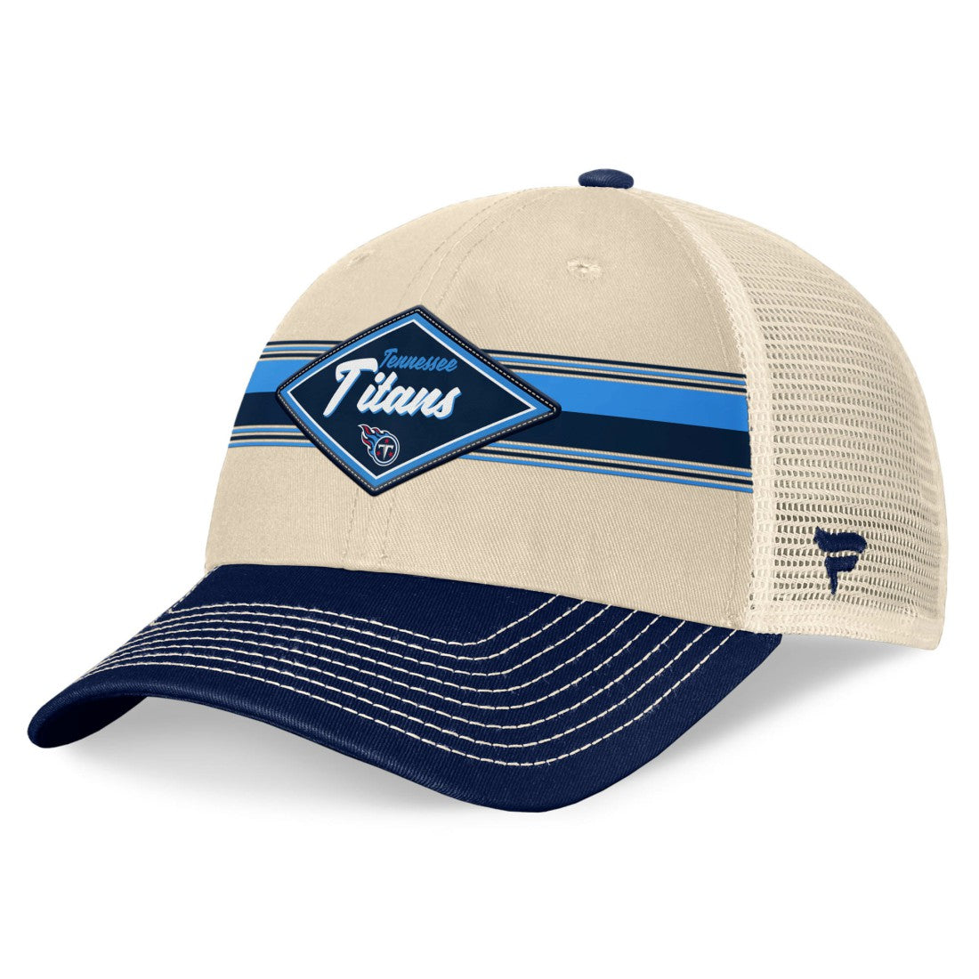 Fanatics Tennessee Titans Diamond Stripe Trucker Adjustable Hat Natural/Navy
