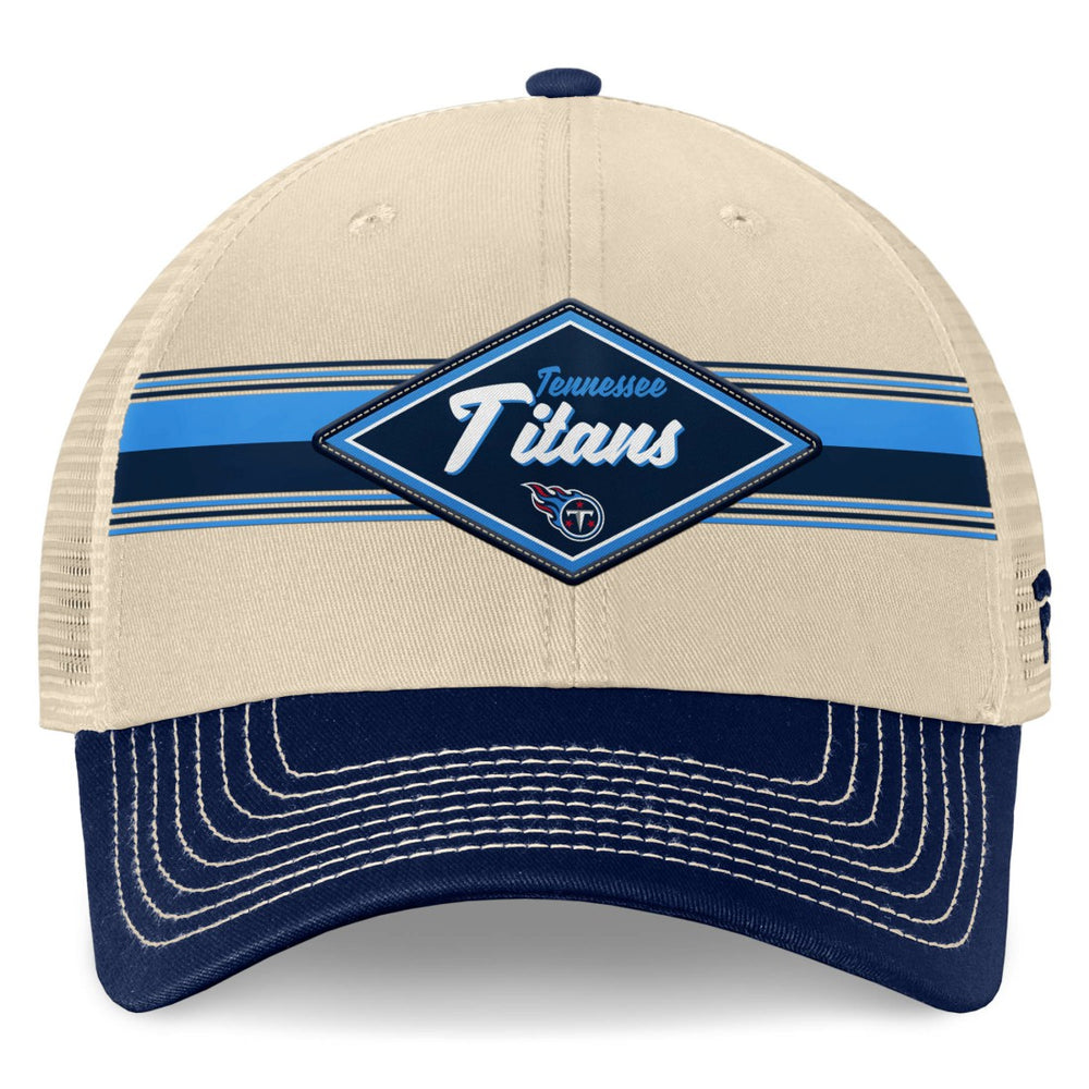 Fanatics Tennessee Titans Diamond Stripe Trucker Adjustable Hat Natural/Navy