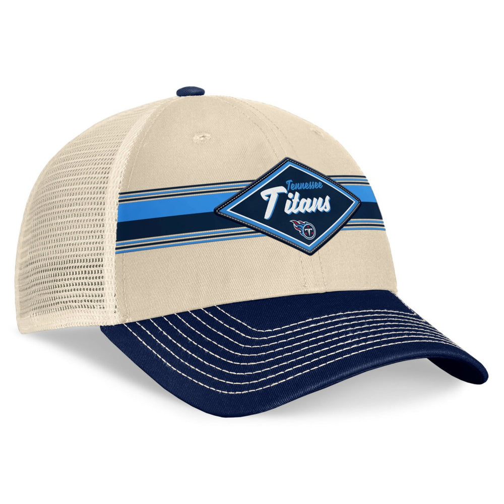 Fanatics Tennessee Titans Diamond Stripe Trucker Adjustable Hat Natural/Navy