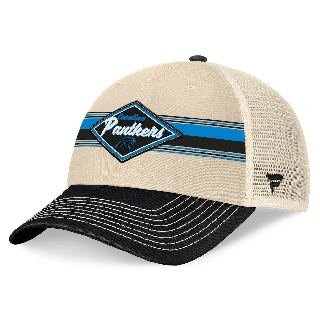 Fanatics Carolina Panthers Diamond Stripe Trucker Adjustable Hat Natural/Black