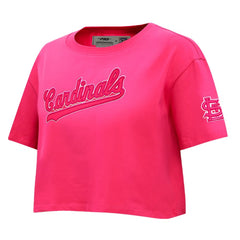 St. Louis Cardinals Pro Standard Women's Triple Pink Boxy Cropped T-Shirt - Pink - MLB Lifestyle