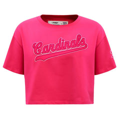 St. Louis Cardinals Pro Standard Women's Triple Pink Boxy Cropped T-Shirt - Pink - MLB Lifestyle